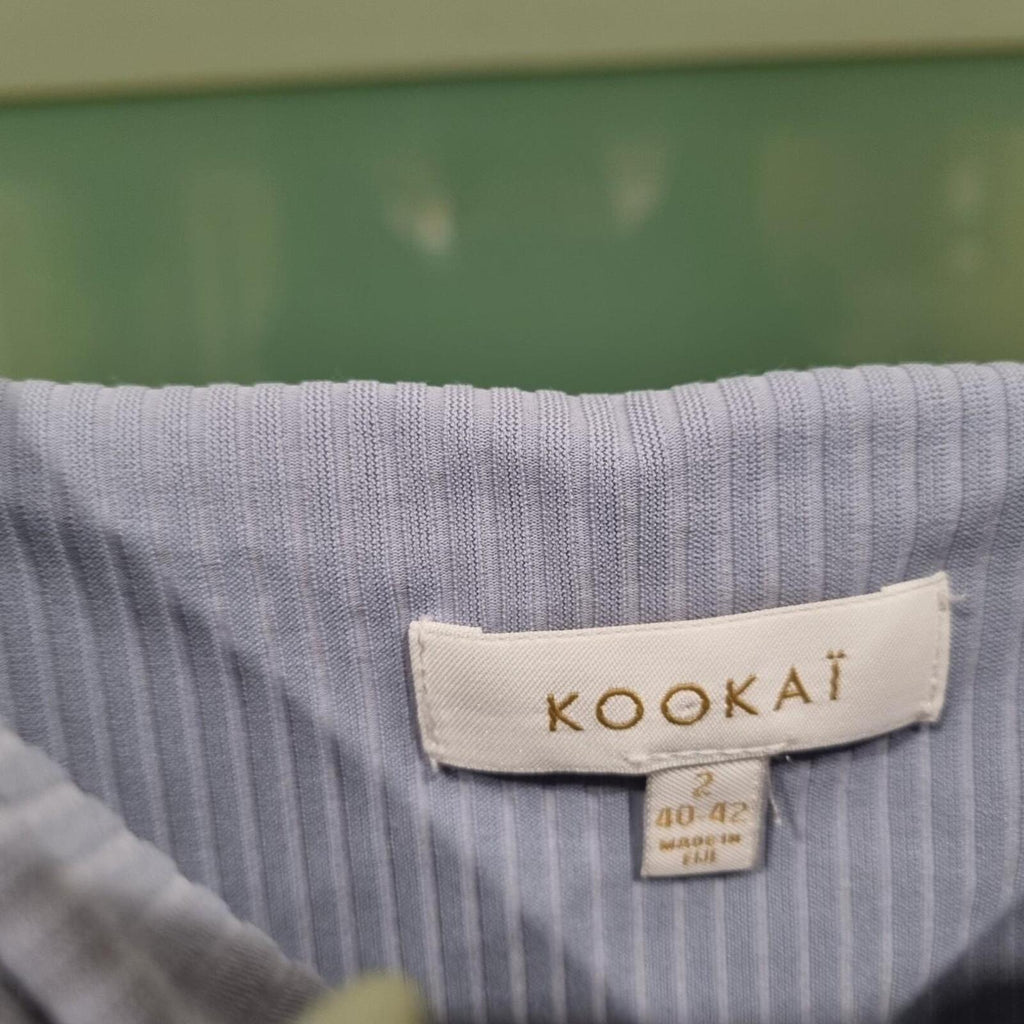 Kookai Pale Blue Ribbed Crop Top size 40-42