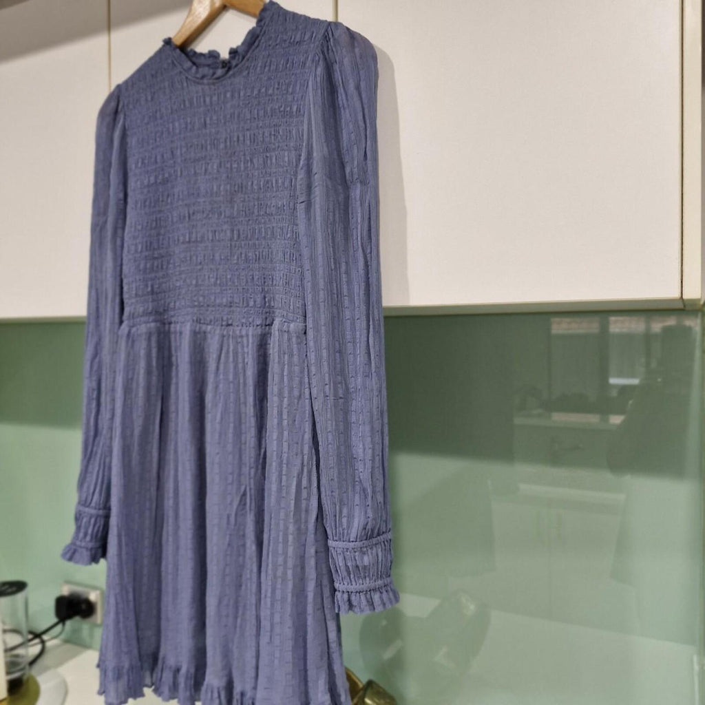 Forever New blue shirred dress