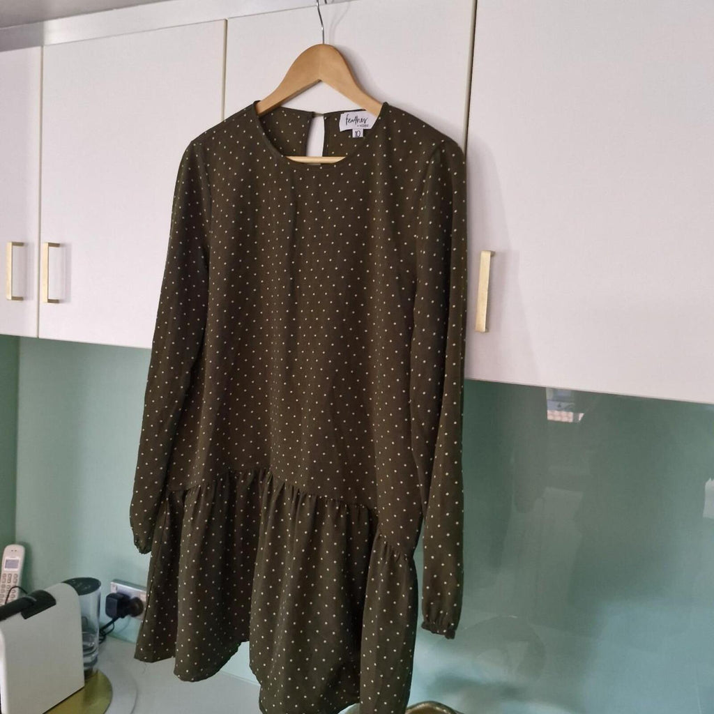 Feather + Noise khaki polka dot dress