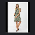 Decjuba Maya Green ruffle dress with tie back detail 14