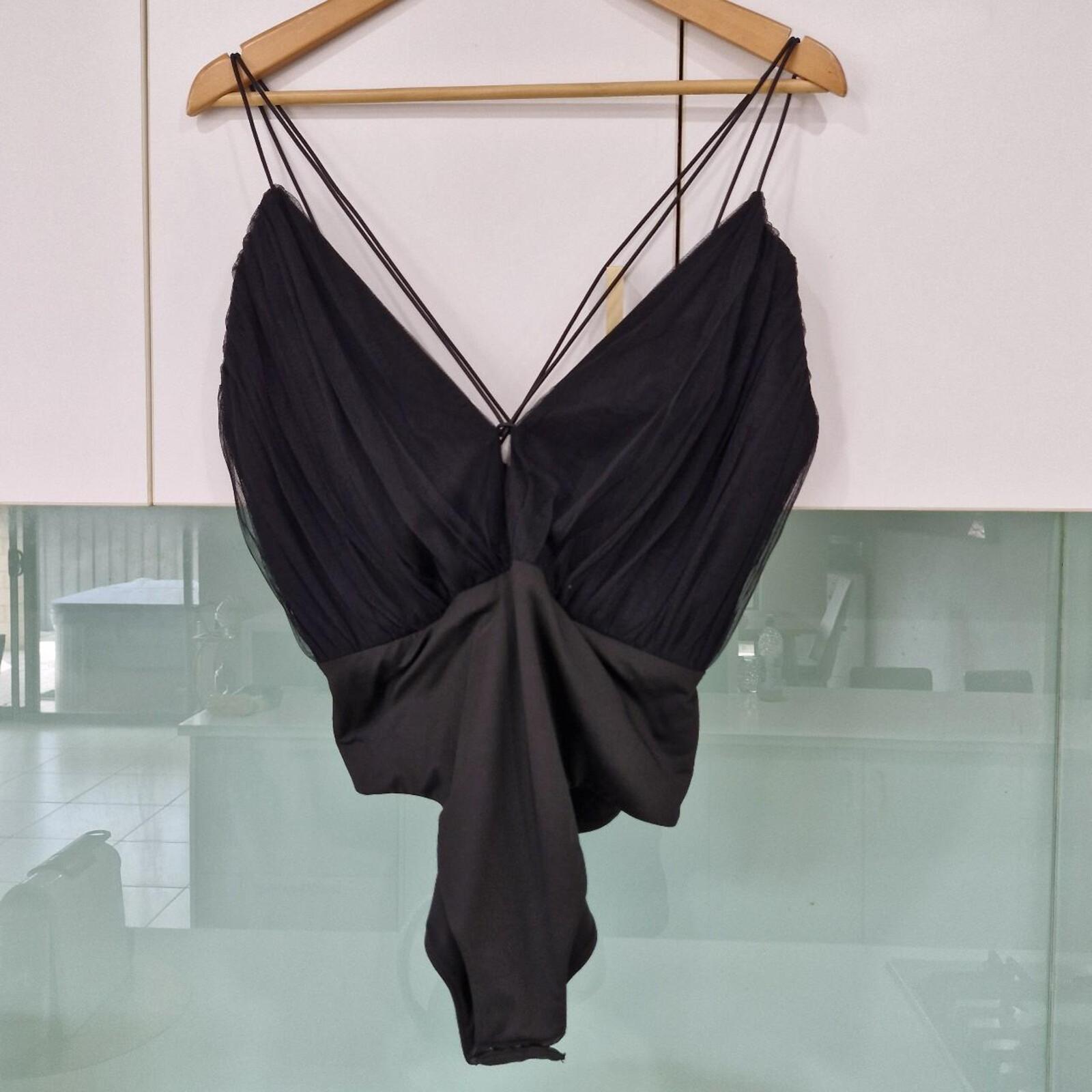 Sheike black bodysuit with tie back detail 14