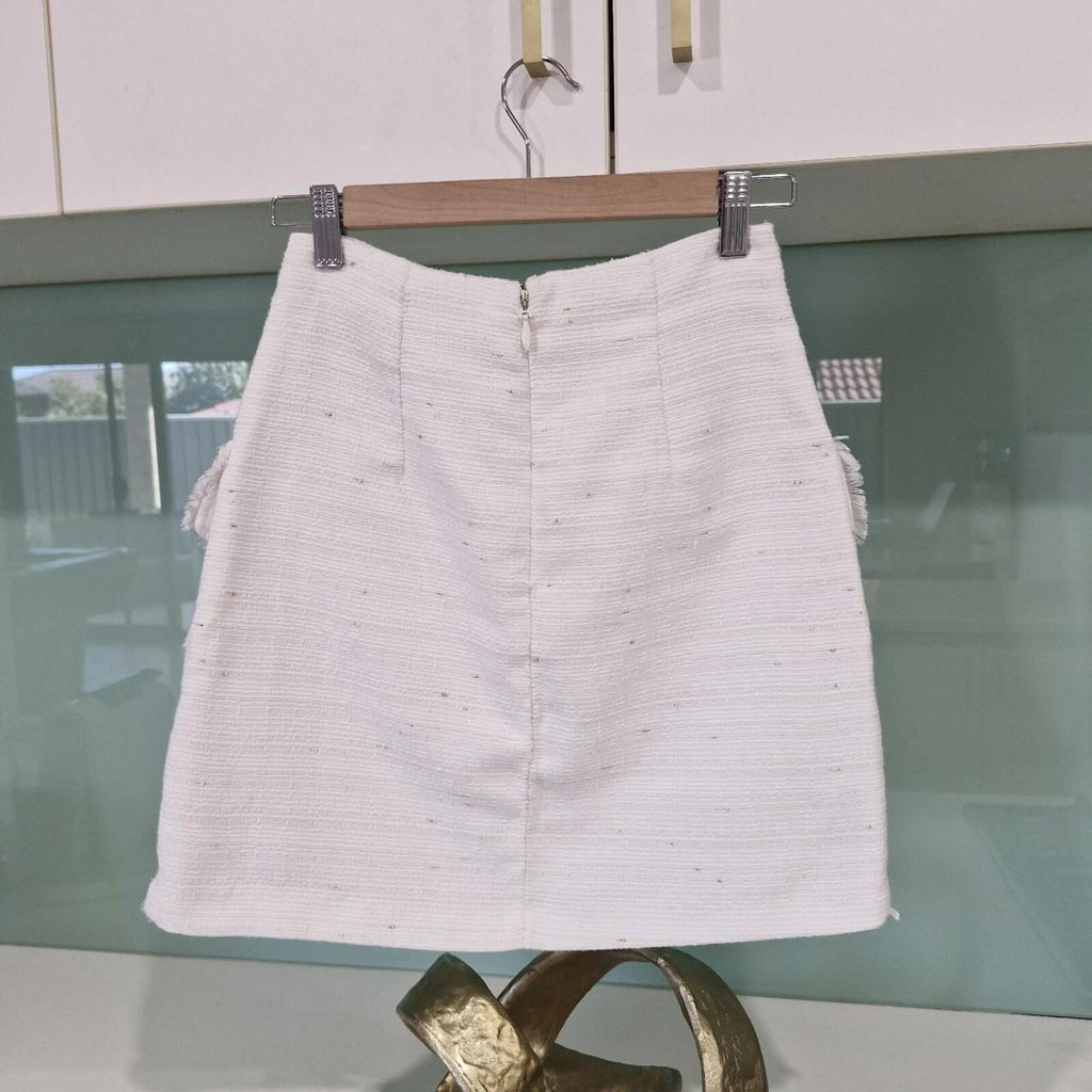 Sheike white mini skirt with pockets