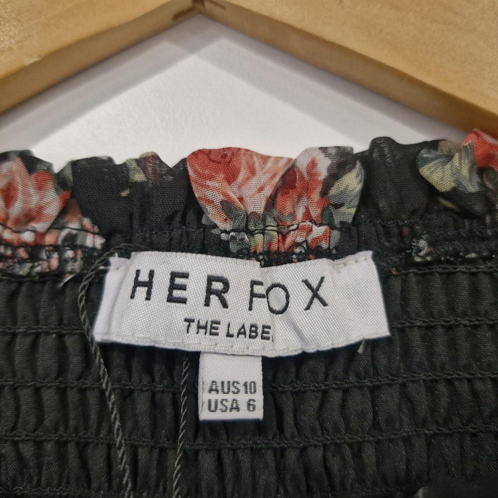 Her Fox The Label black floral mini dress