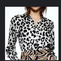 Zara black & white leopard print shirt S