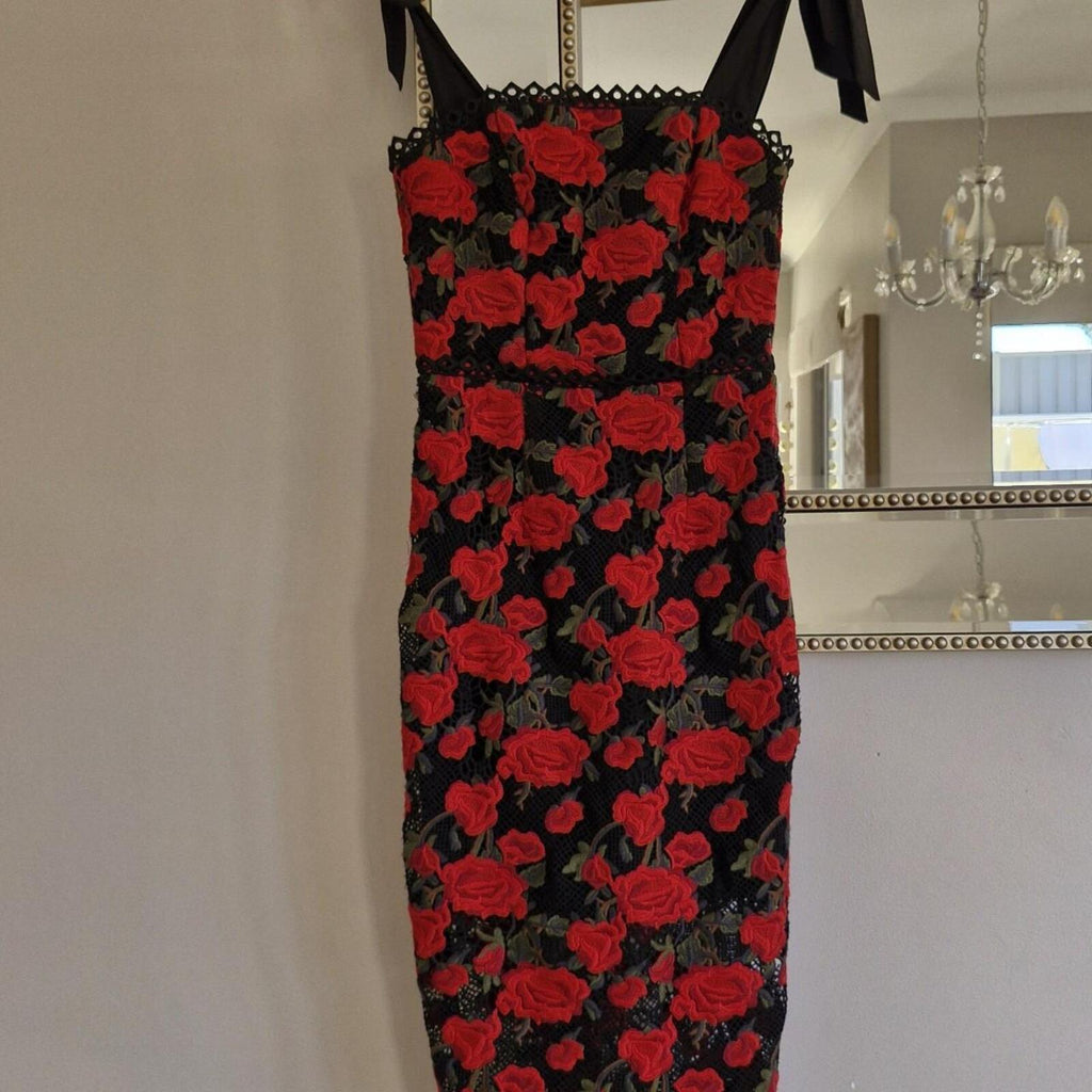 Rodeo Show rose red midi dress