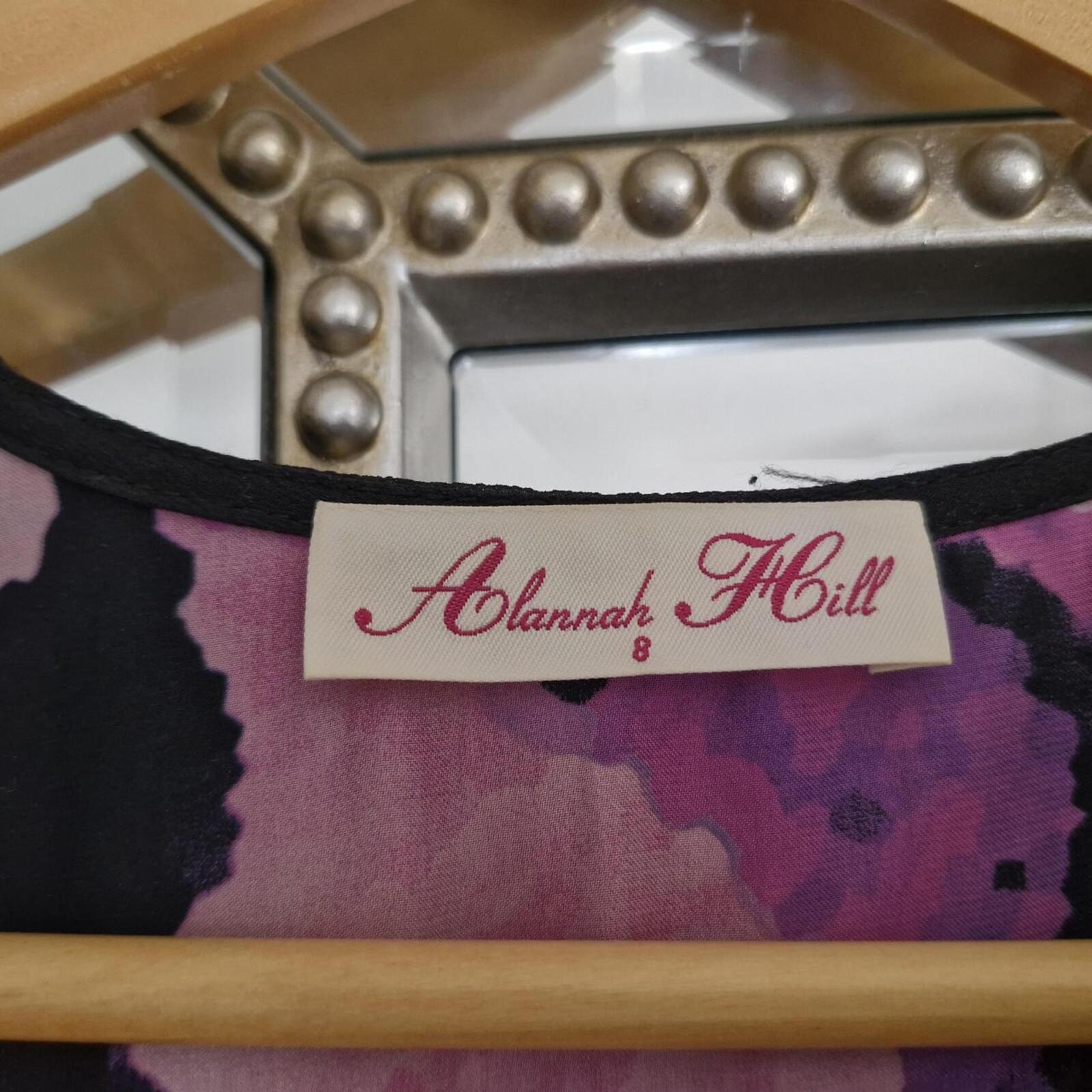 80s Alannah Hill purple and pink floral print dress with black silk collar and ruffle hem glam #floraldress