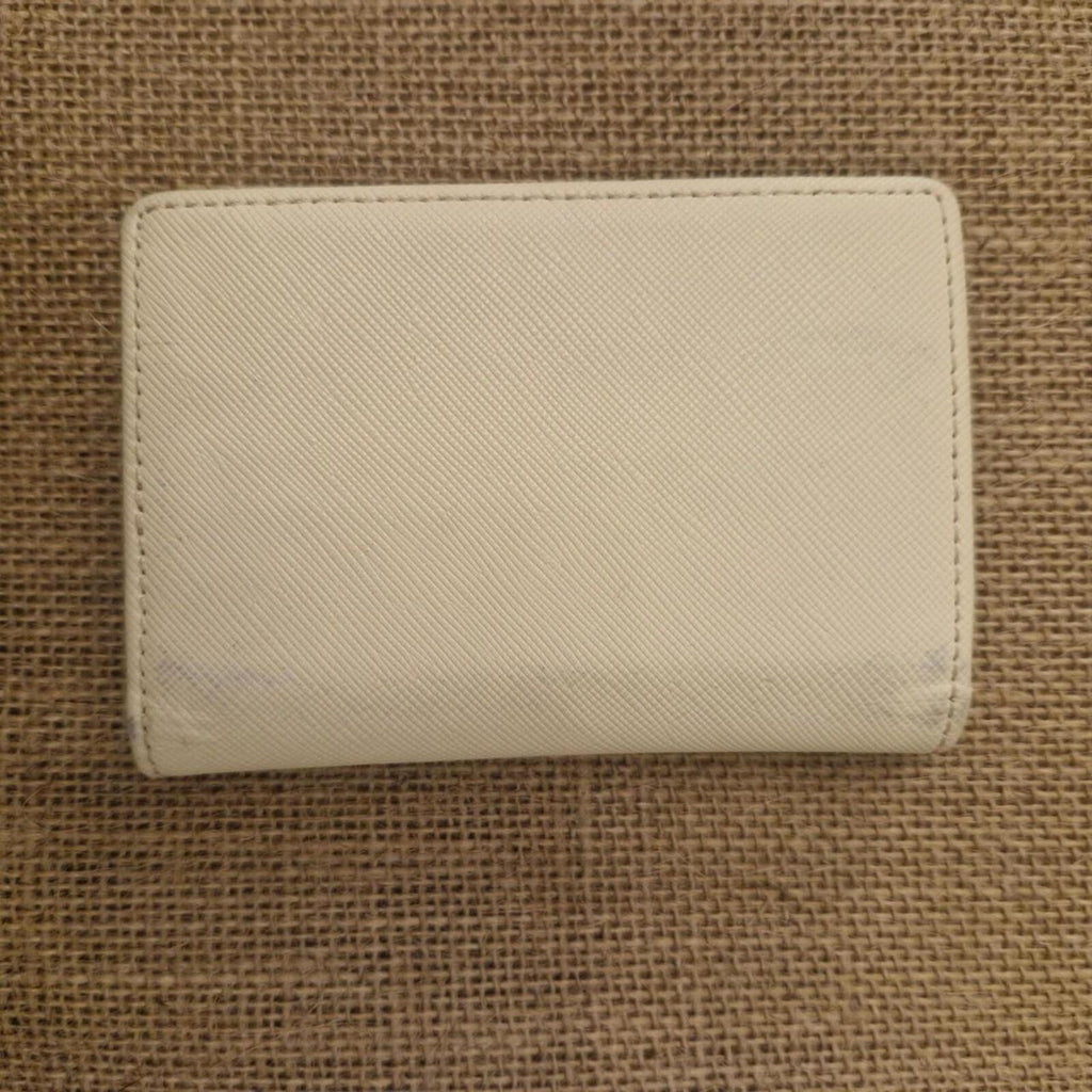 Oroton beige card wallet / purse with silver hardware