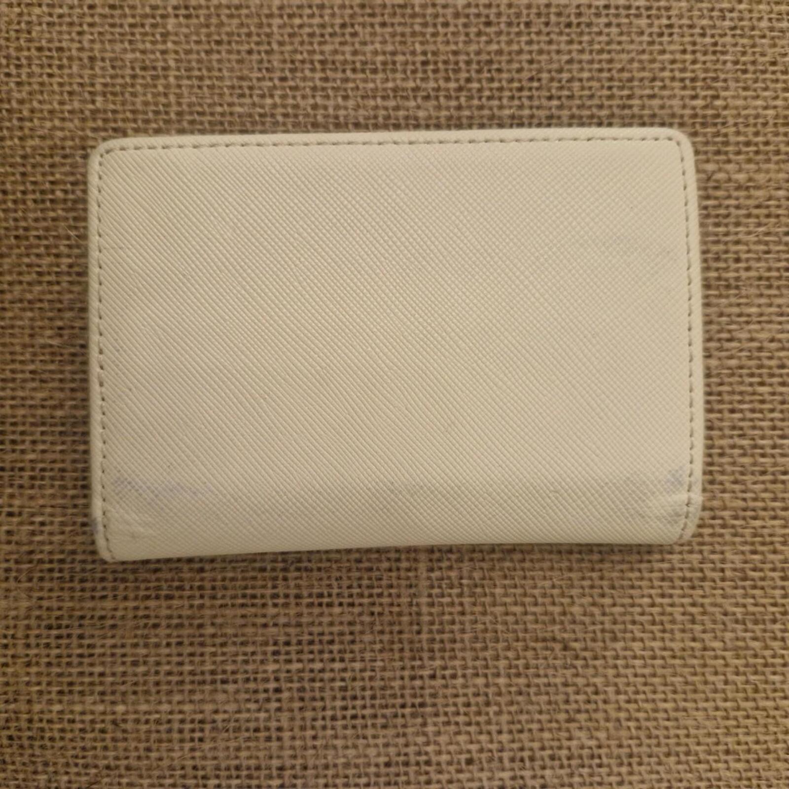 Oroton beige card wallet / purse with silver hardware