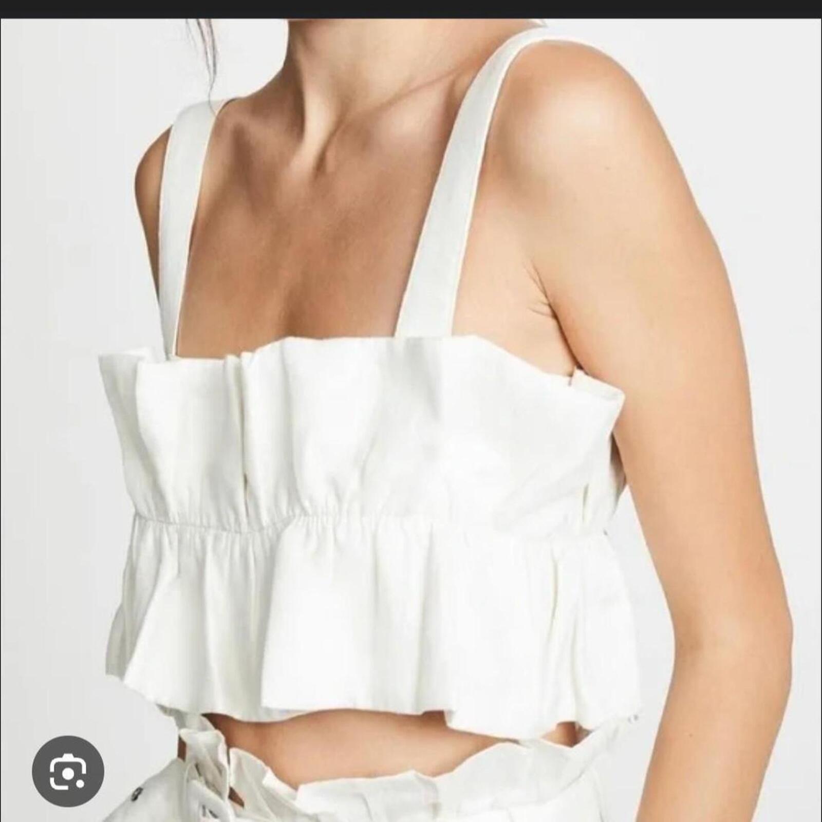 STEELE The Label cream ruffle crop top