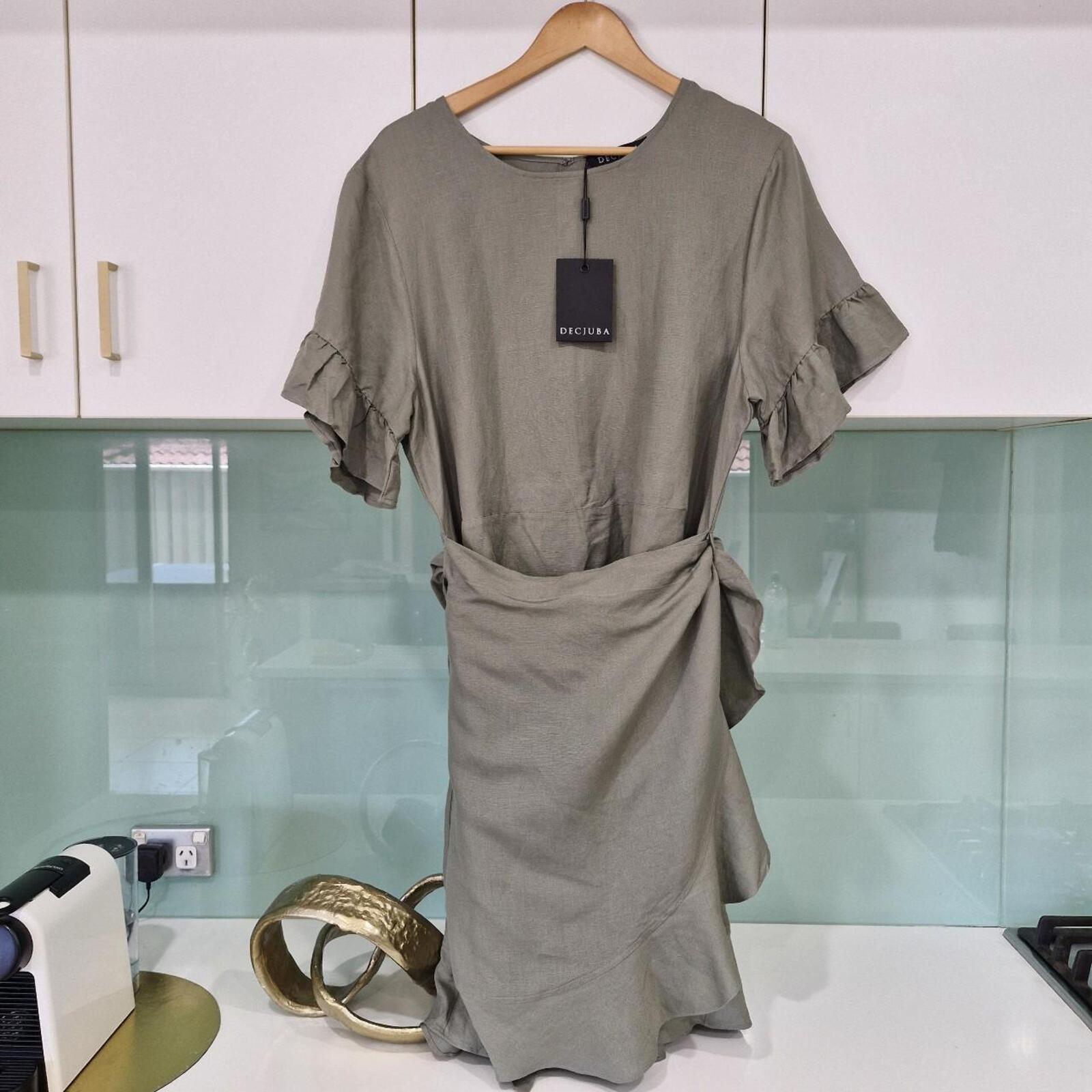 Decjuba Maya Green ruffle dress with tie back detail 14