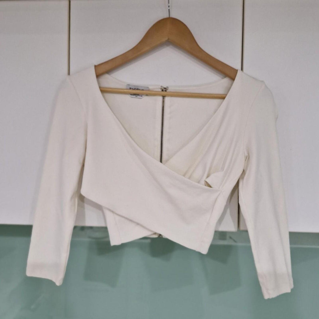 Bebe white wrap crop top