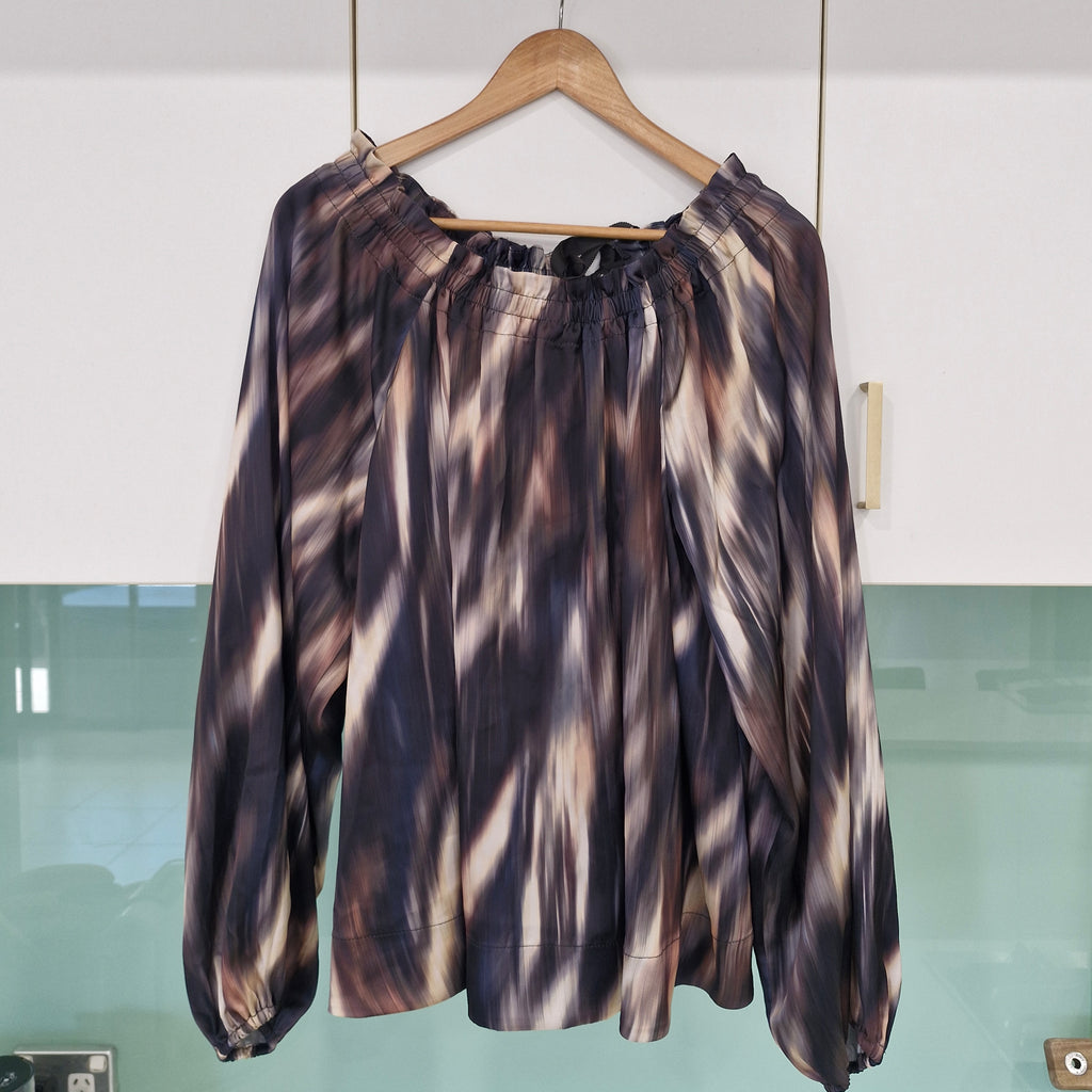 H&M Astract Swirl Long Sleeve Oversized Blouse