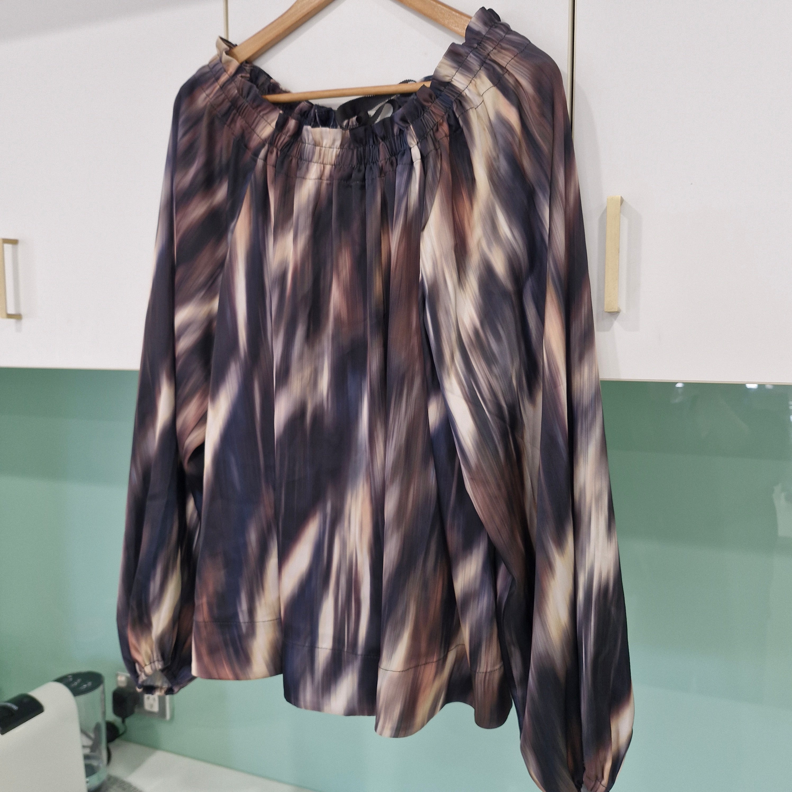 H&M Astract Swirl Long Sleeve Oversized Blouse