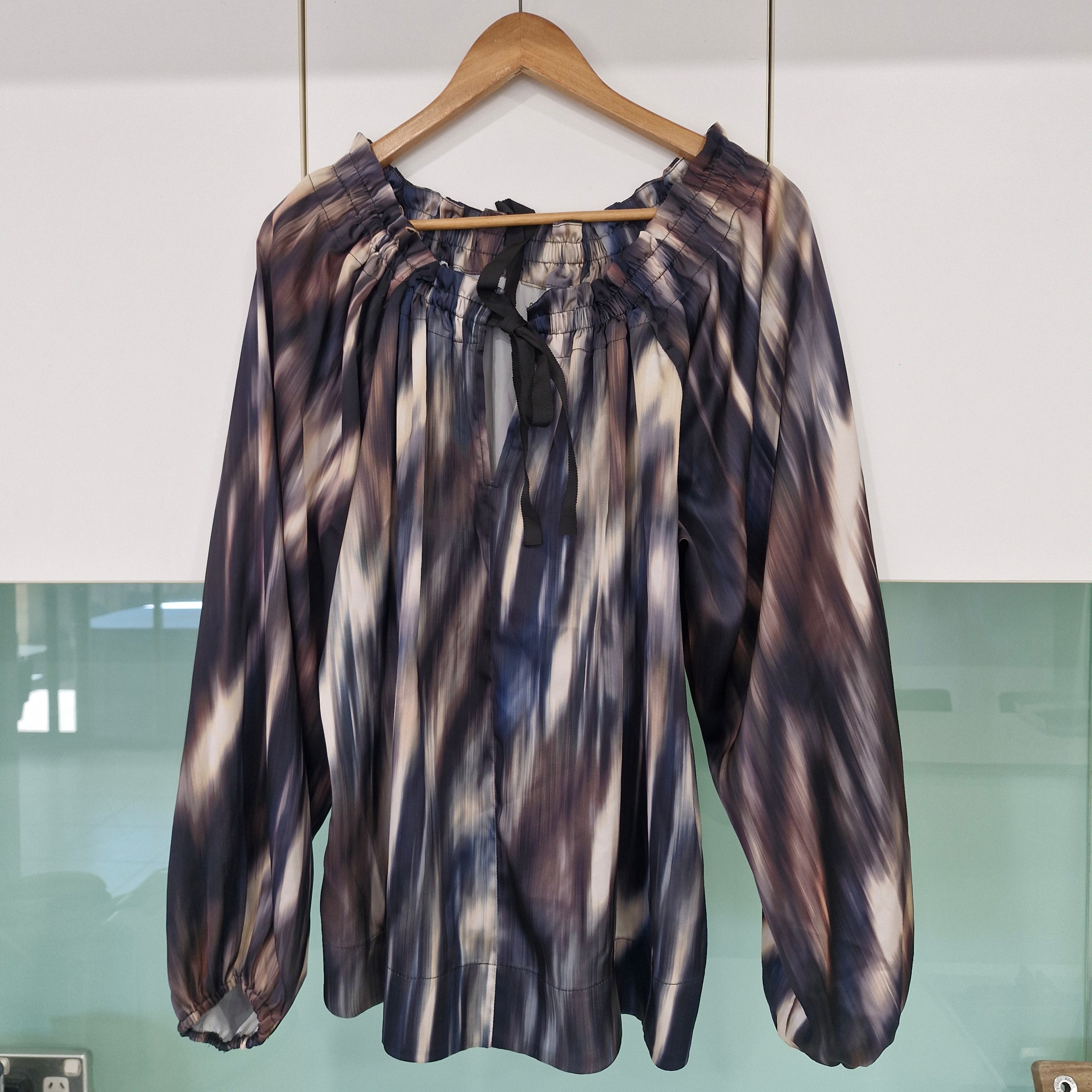 H&M Astract Swirl Long Sleeve Oversized Blouse