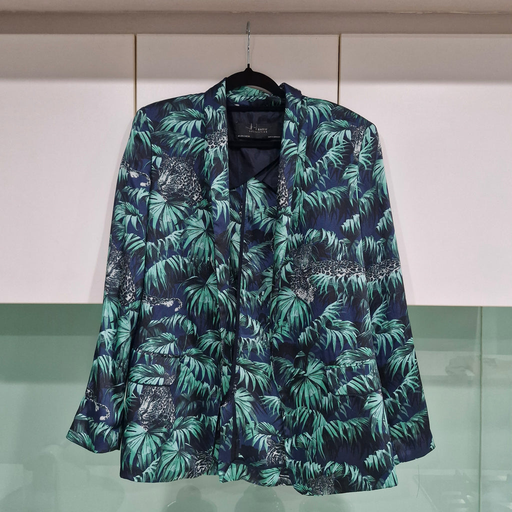 Zara Palm Leaf & Tiger Print Blazer S