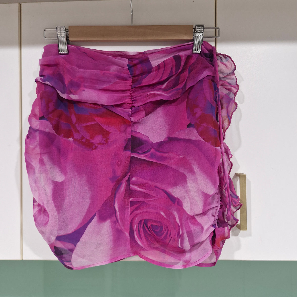 Bershka Floral Mini Skirt With Ruffle S