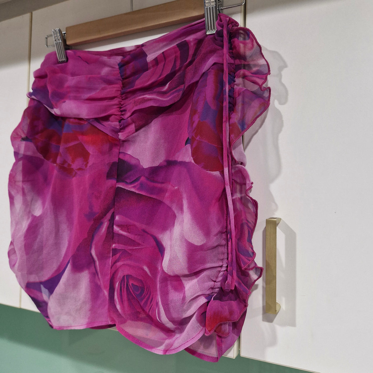 Bershka Floral Mini Skirt With Ruffle S