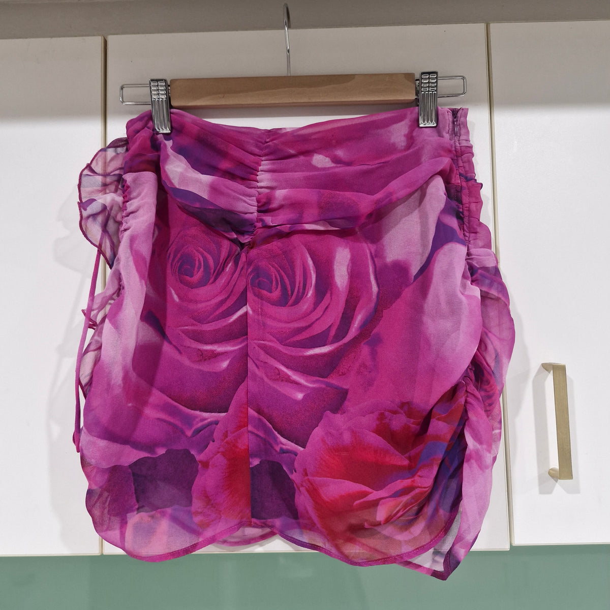 Bershka Floral Mini Skirt With Ruffle S