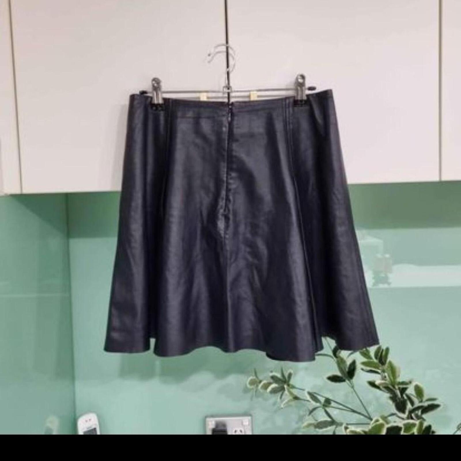 Alannah Hill Leather Skirt Navy size 8