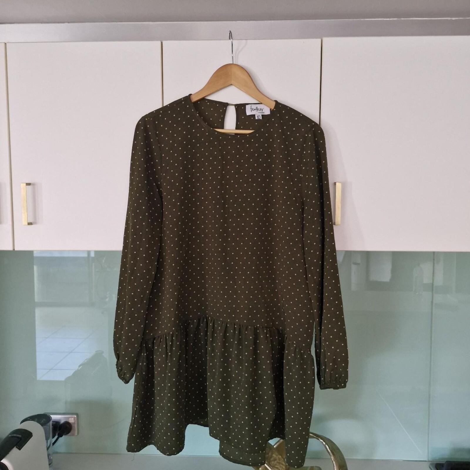 Feather + Noise khaki polka dot dress