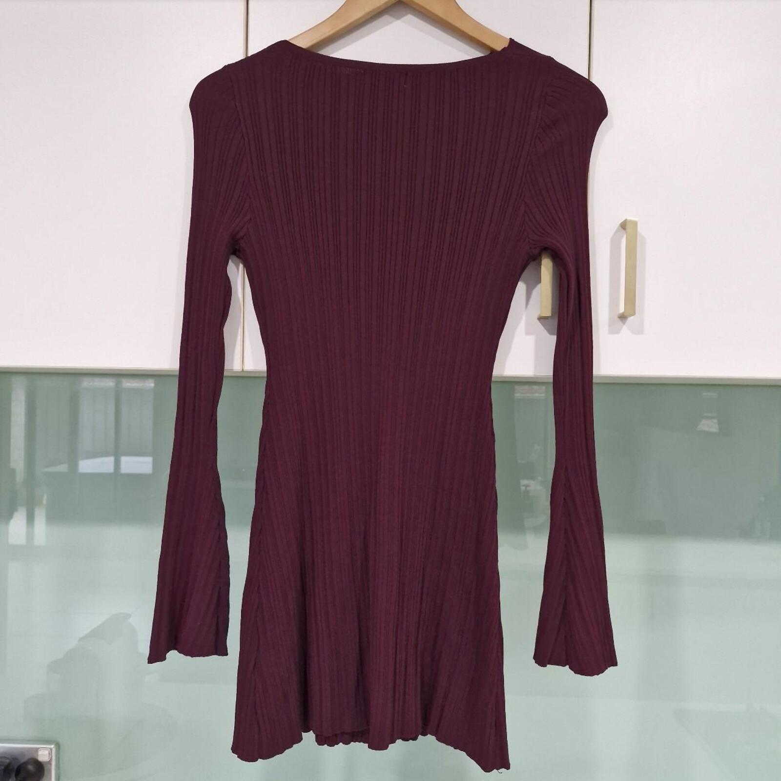 Bronze Snake Maven Burgundy long sleeve mini dress with cut out detail