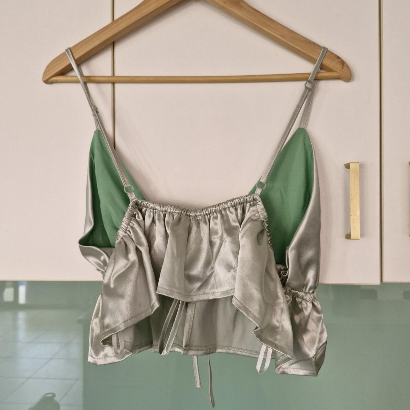 Jamie My Love Mint satin tie-up crop top XL