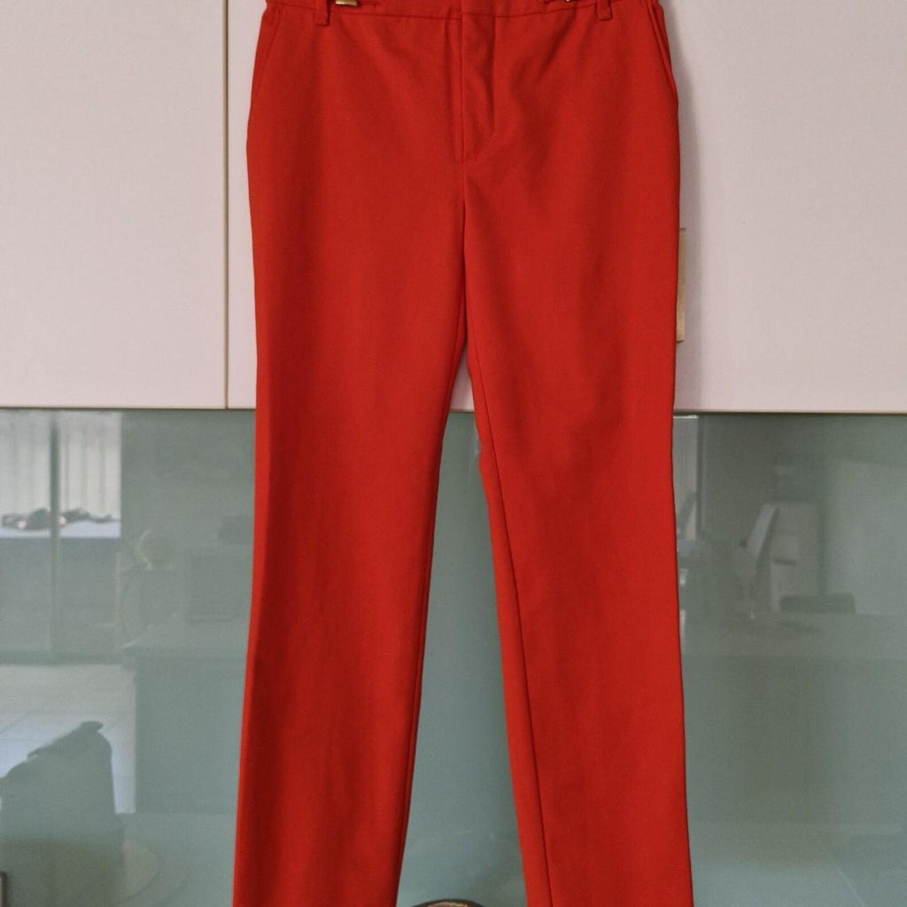 Zara orange high-waisted trousers