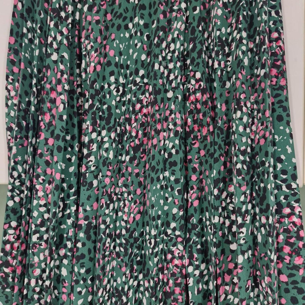 Topshop green floral assymetric midi skirt