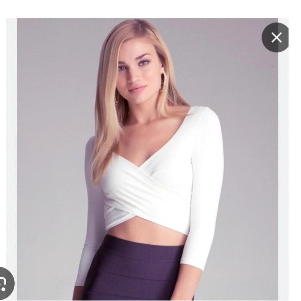 Bebe white wrap crop top