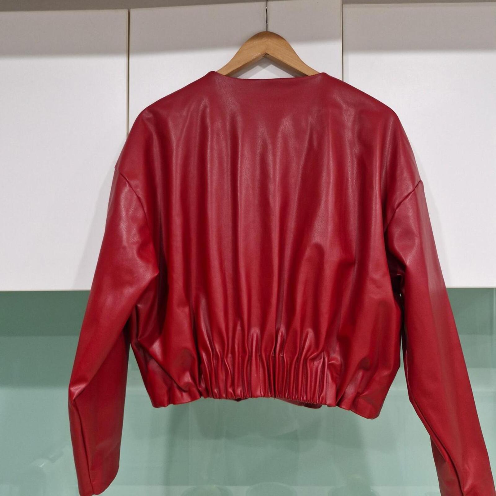 Zara red pleather jacket L