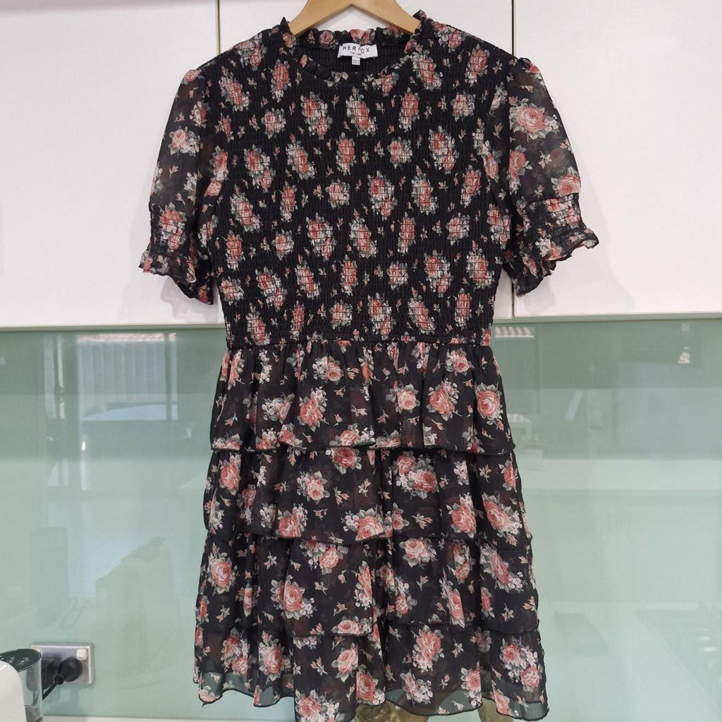 Her Fox The Label black floral mini dress