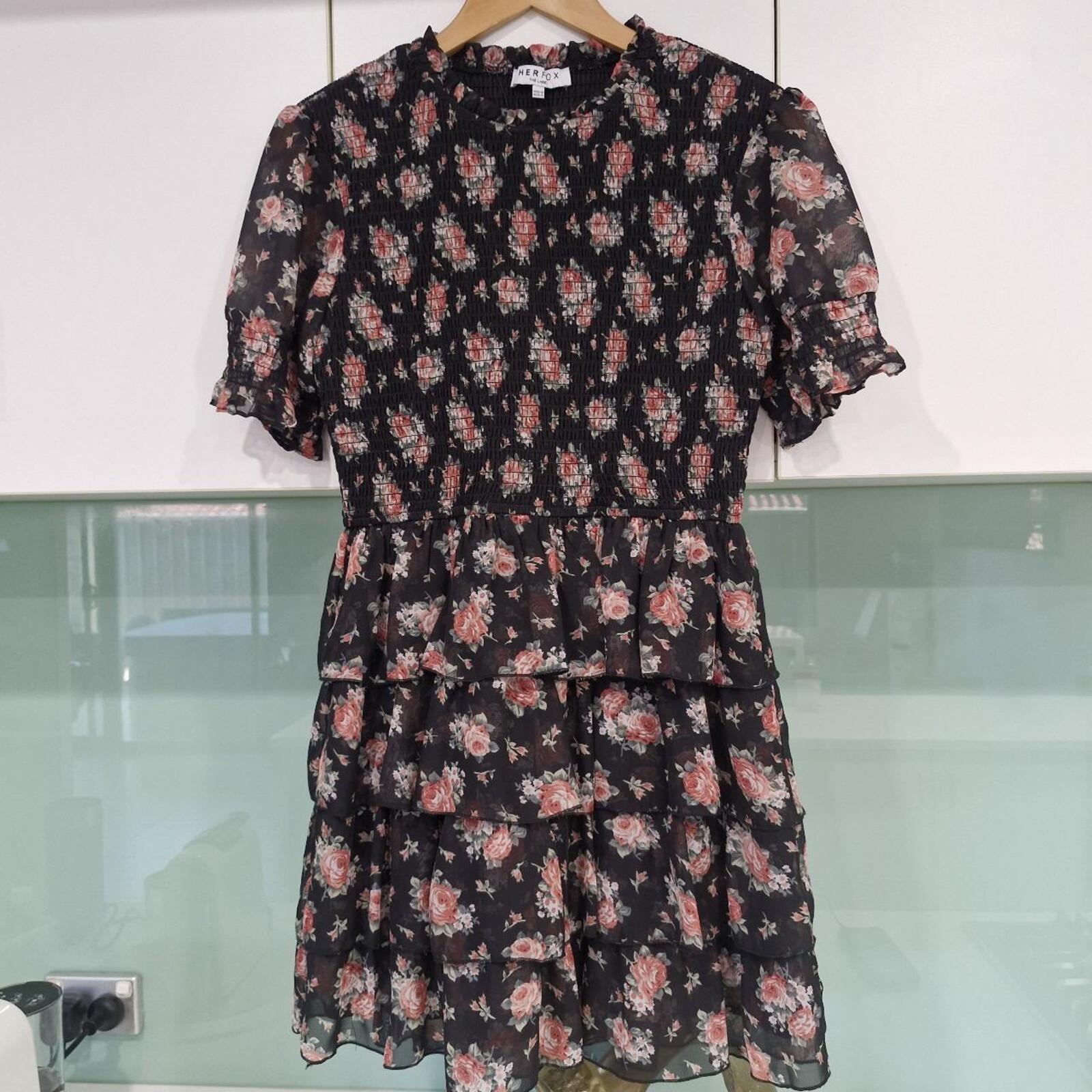 Her Fox The Label black floral mini dress