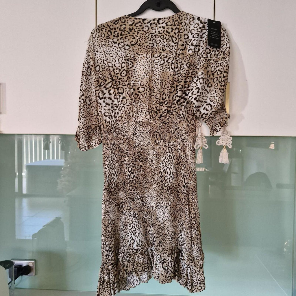 Faithfull The Brand leopard print shirred mini dress 8