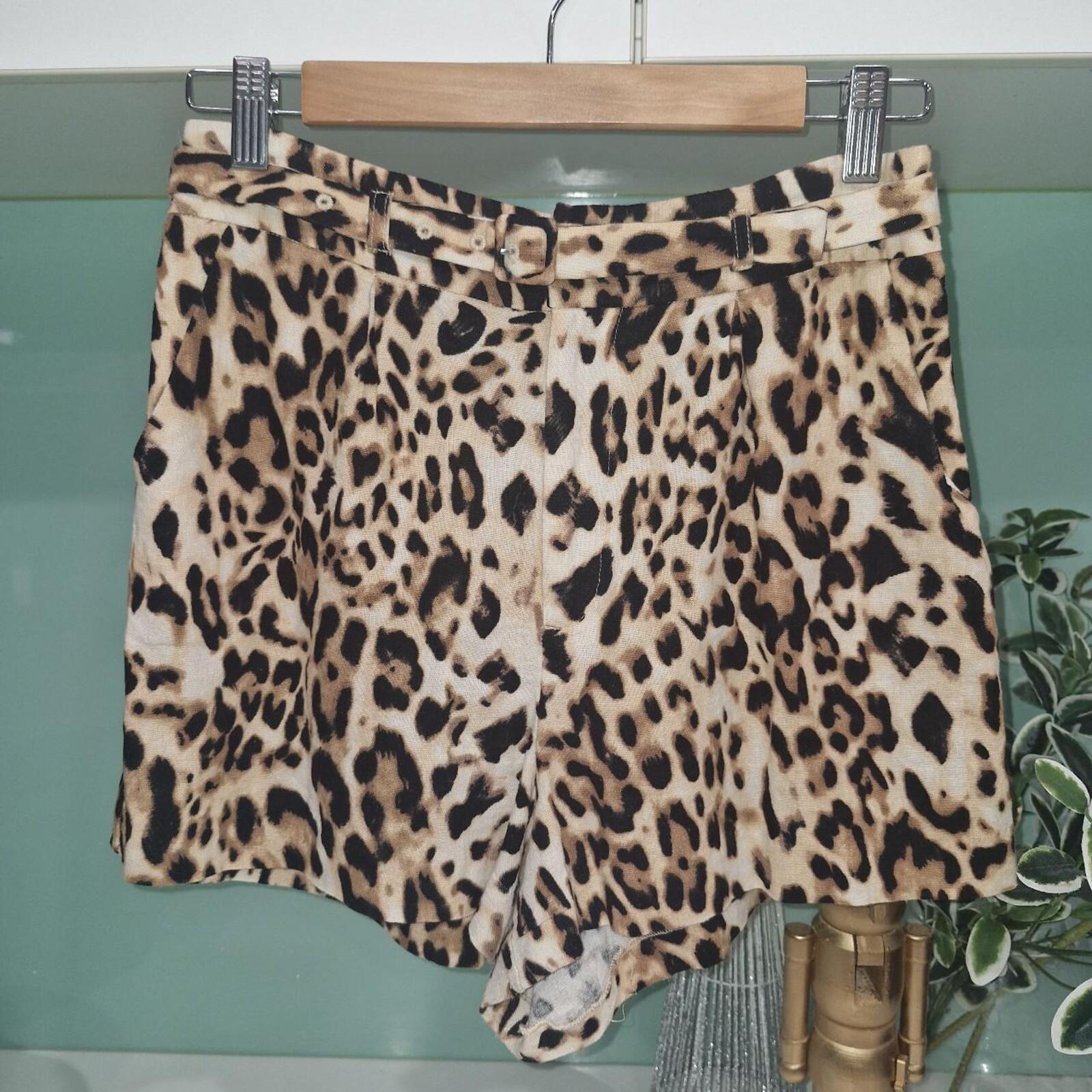 Bardot Linen Blend Leopard Print Shorts With A Belt 10