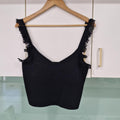Forever New black crop top with ruffle details 12
