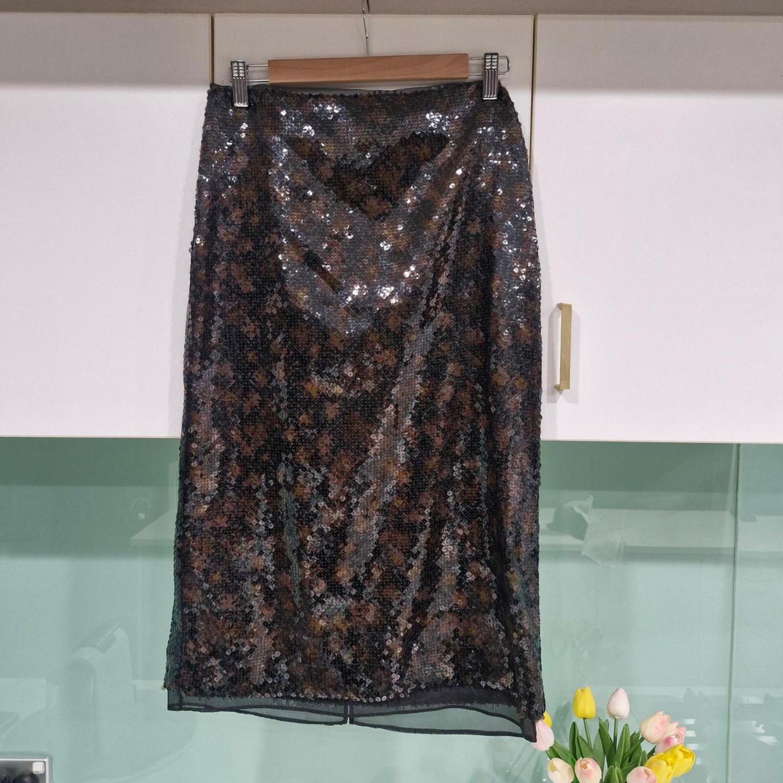 Cue black sequin midi skirt