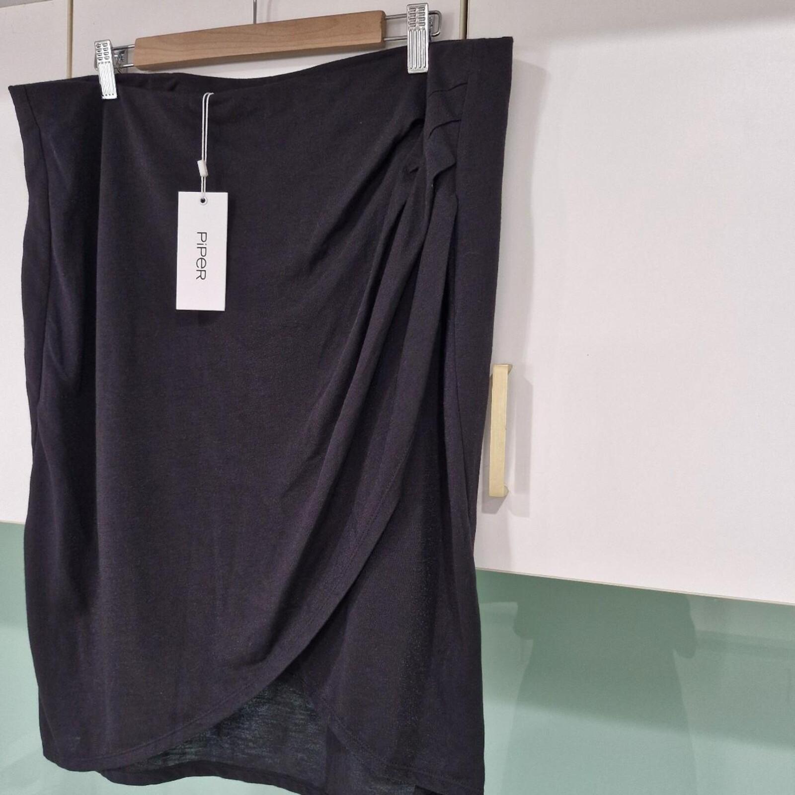 Piper black drape mini skirt