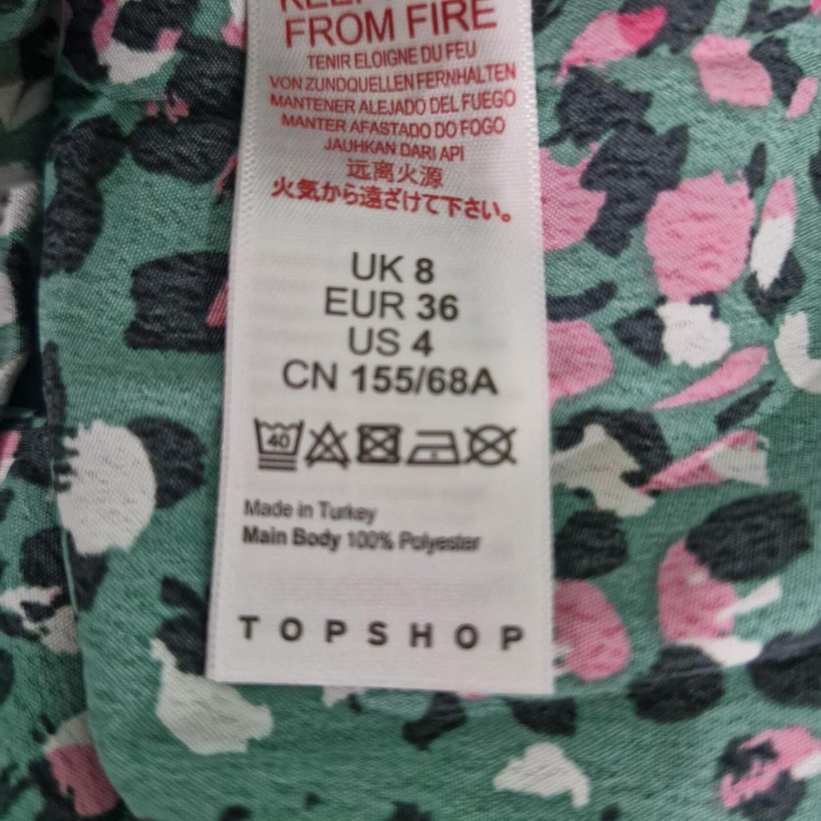 Topshop green floral assymetric midi skirt