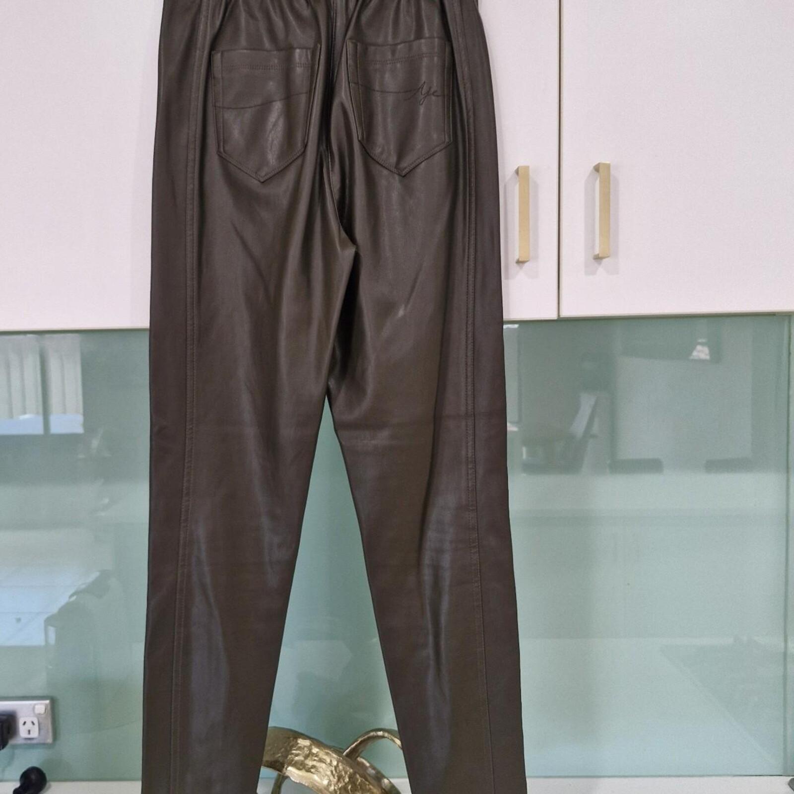 Khaki faux leather Aje pants 8