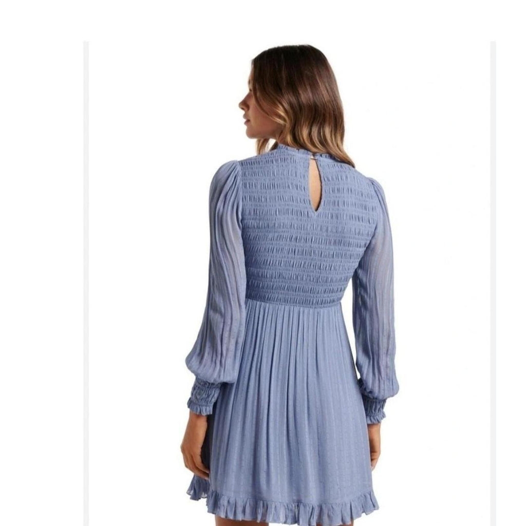 Forever New blue shirred dress