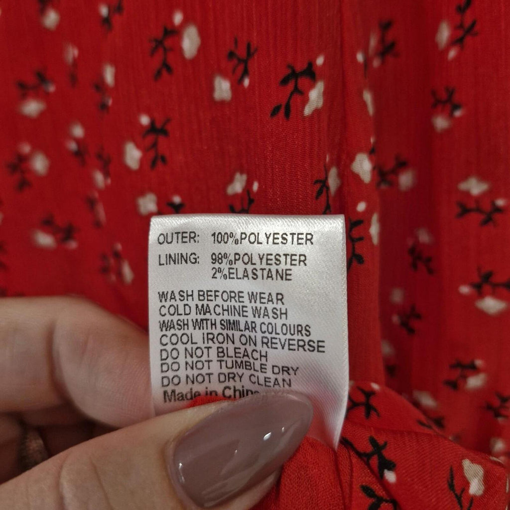 Savel Red mini dress with white floral print and long sleeves 8