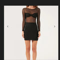 Perfect Stranger black mesh long sleeve mini dress