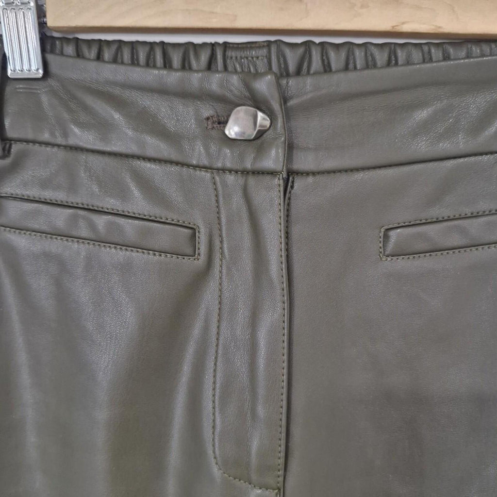 Khaki faux leather Aje pants 8