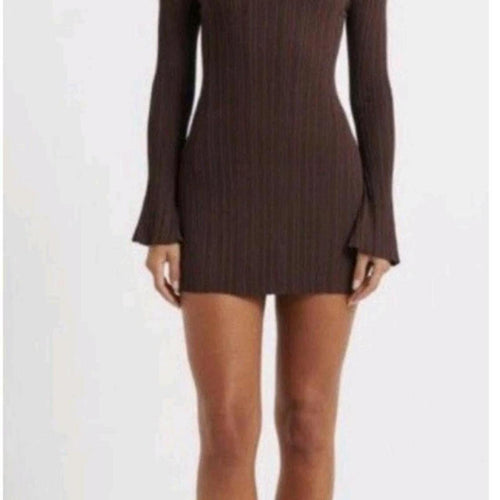Bronze Snake Maven Burgundy long sleeve mini dress with cut out detail