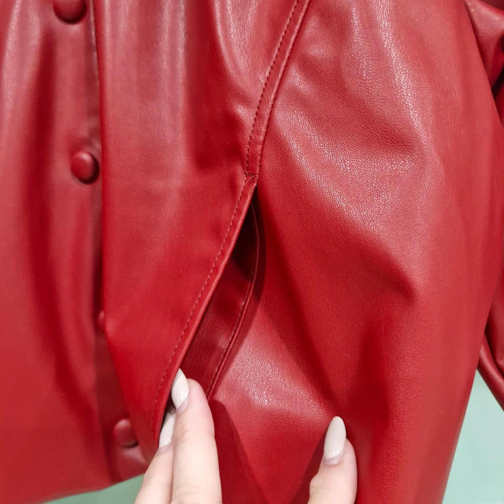 Zara red pleather jacket L