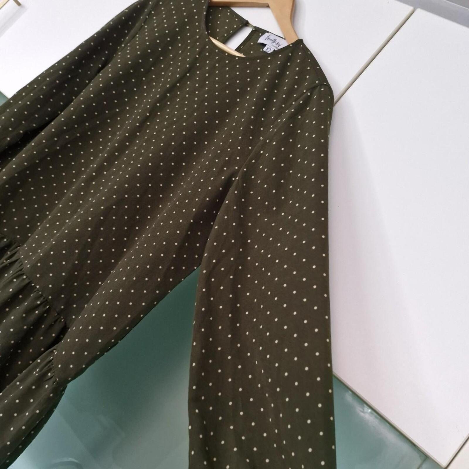 Feather + Noise khaki polka dot dress