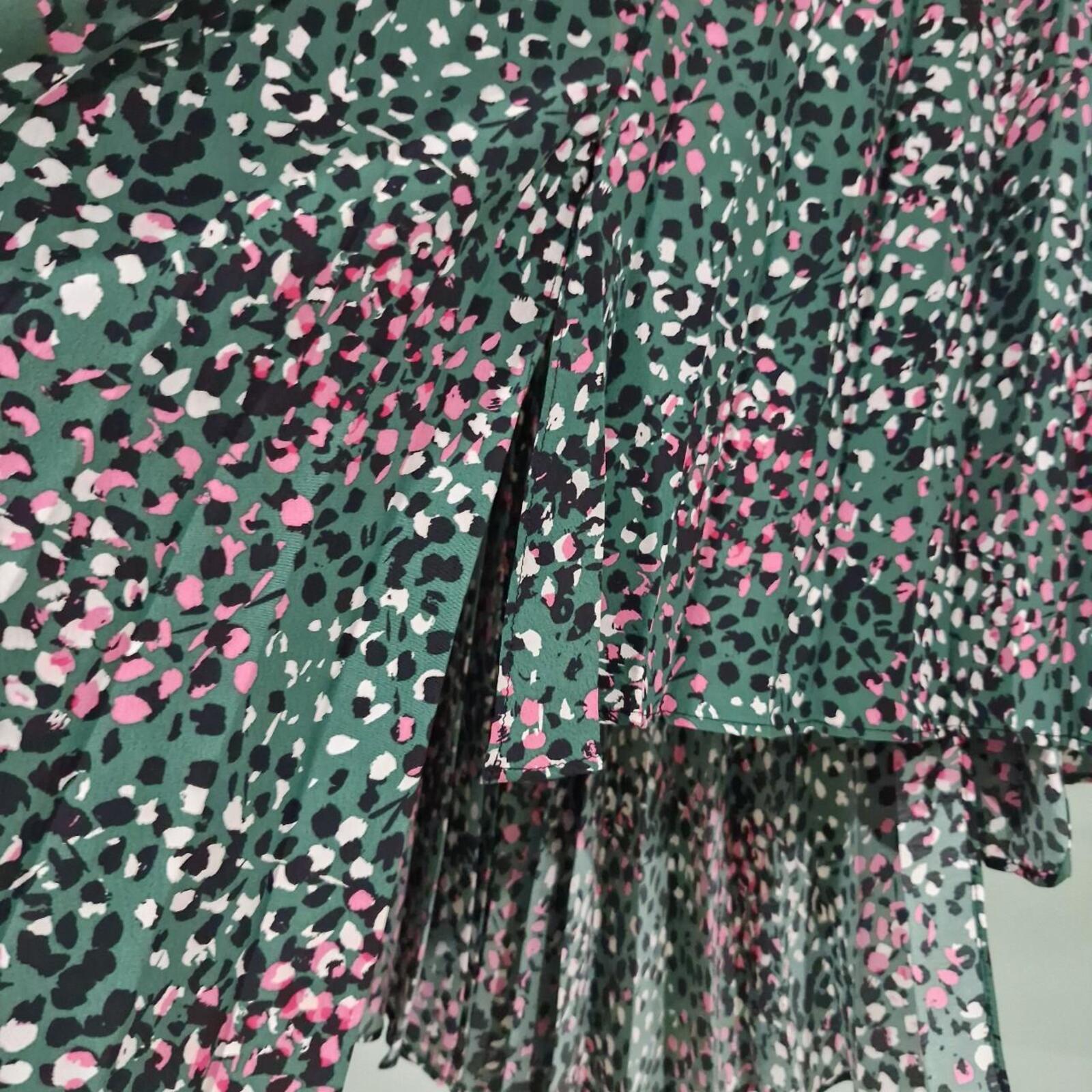 Topshop green floral assymetric midi skirt