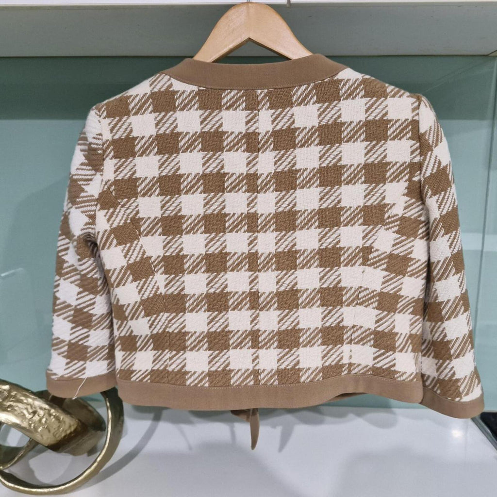 LIST Brown and white checkered blazer M