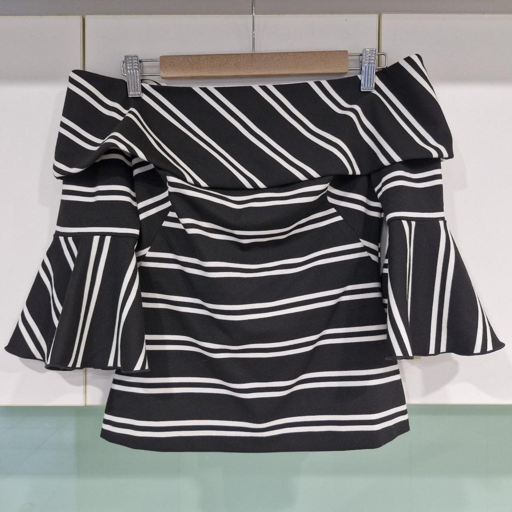 C/CT Off the shoulder black and white striped top 8
