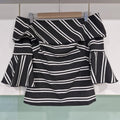 C/CT Off the shoulder black and white striped top 8